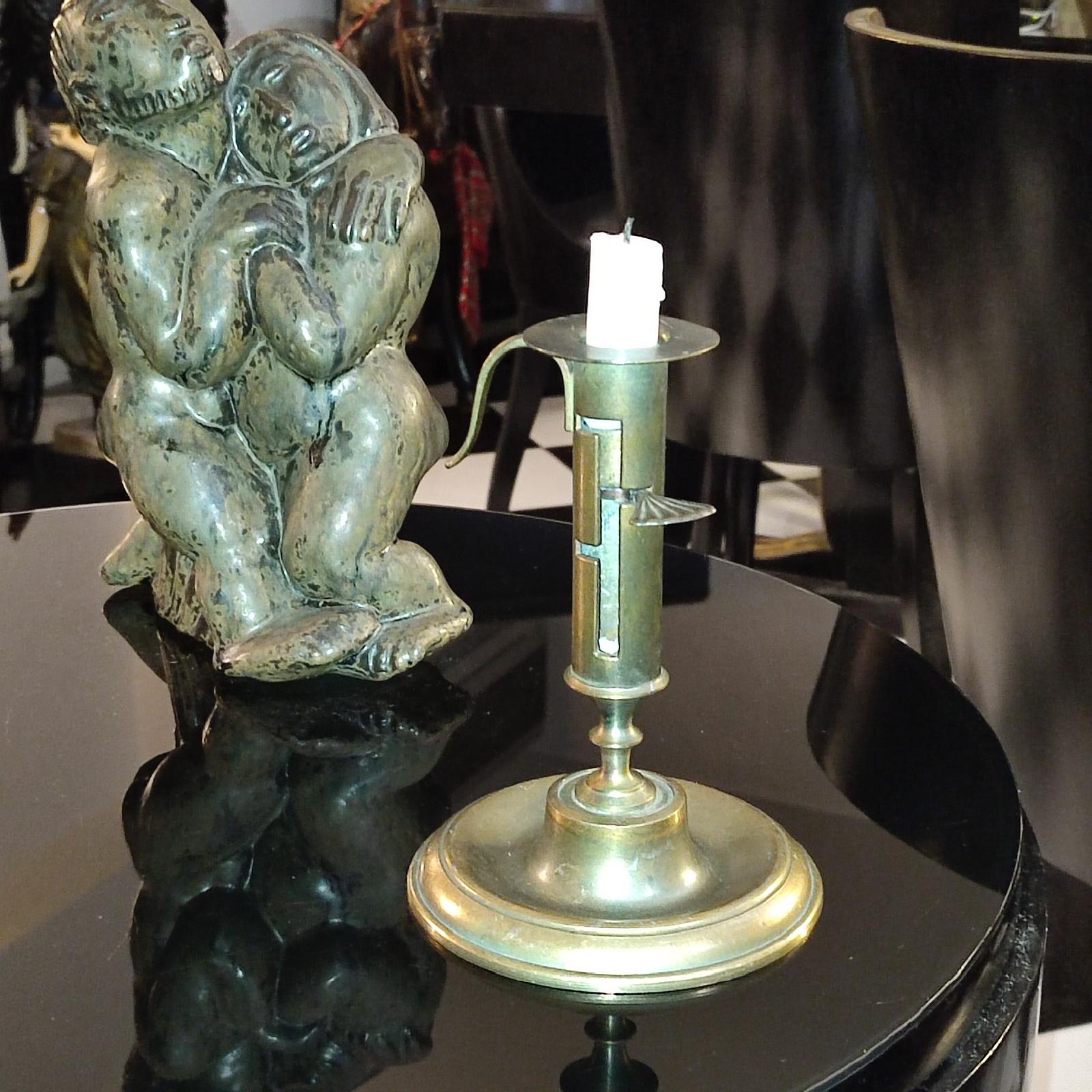 Antikes, verstellbares Paar Kerzenständer aus Messing, 19. Jahrhundert im Zustand „Gut“ im Angebot in Bochum, NRW