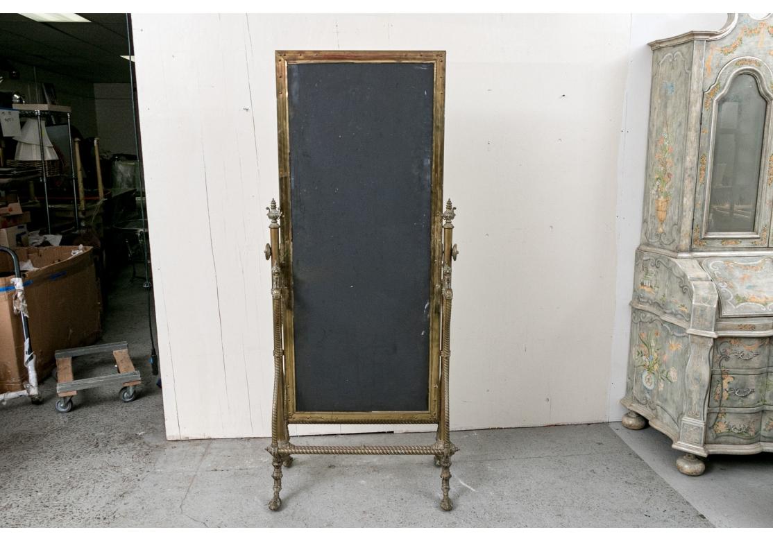 Antique Brass Aesthetic Periode Cheval Spiegel im Angebot 9