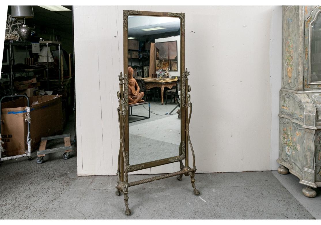 Antique Brass Aesthetic Periode Cheval Spiegel im Angebot 13