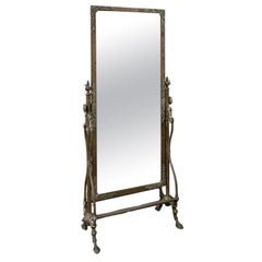 Antique Brass Aesthetic Period Cheval Mirror