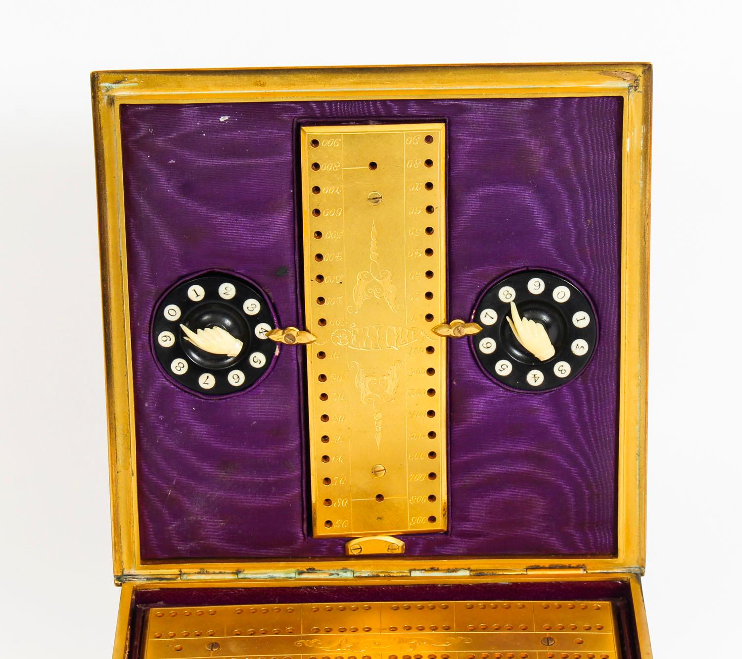 Antique Brass and Agate Gaming Box Edinburgh, 19th Century 2