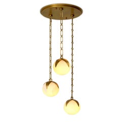 Antique Brass and Alabaster Globe Chandelier