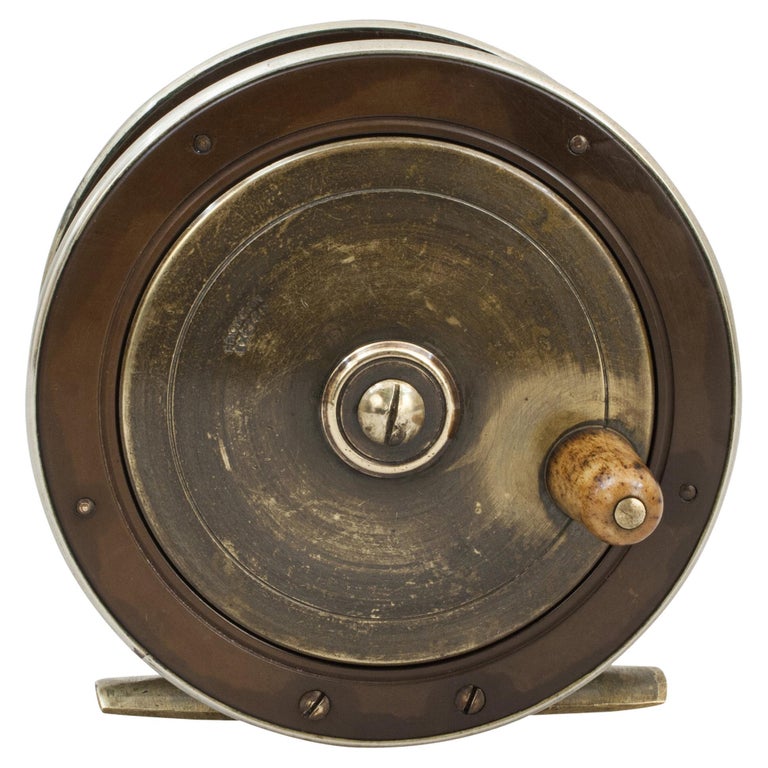 Vieux Moulinet De Pêche En Laiton, Marque Inconnue, Superbe Pour Déco Ou Collection