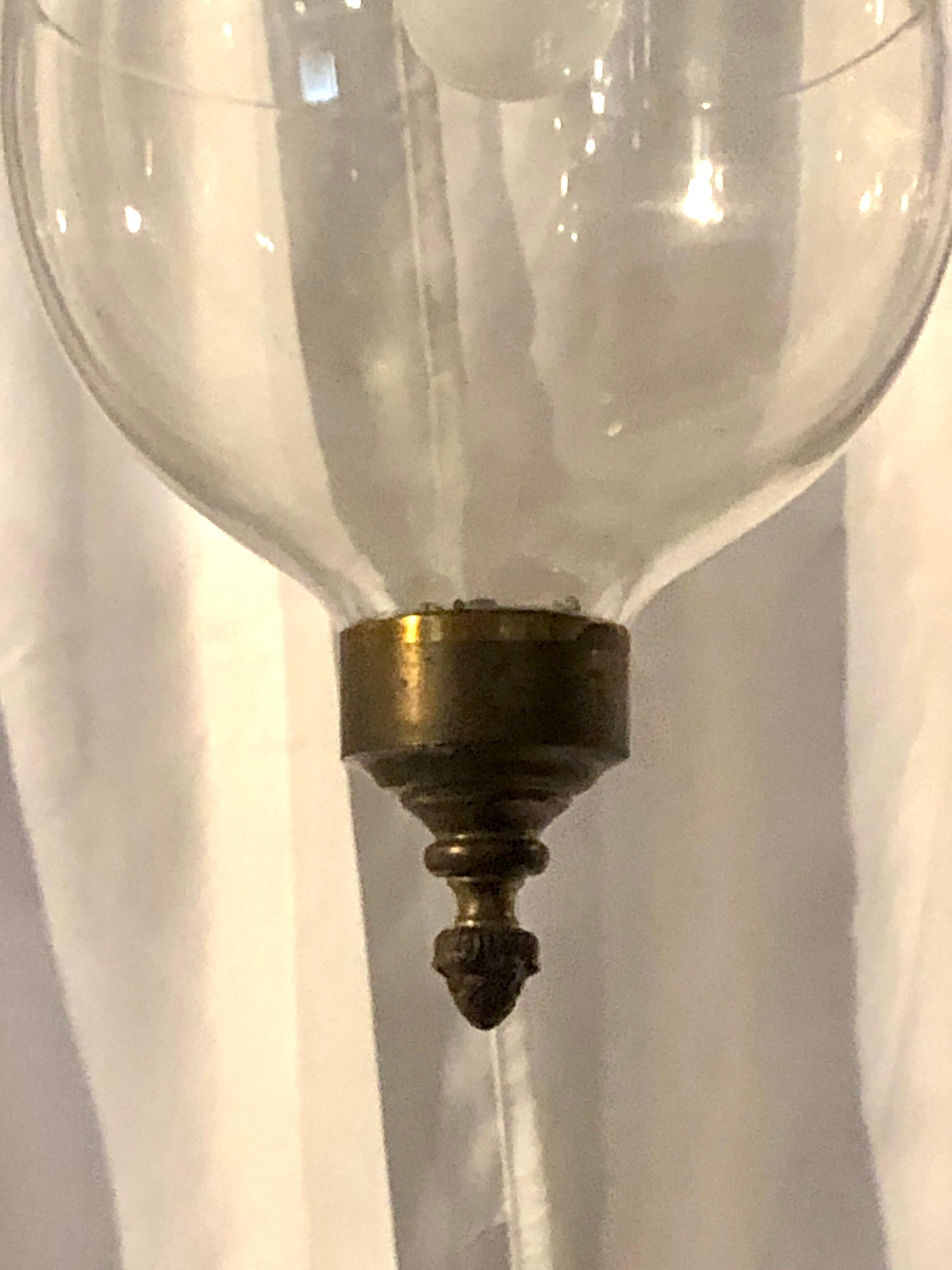 Antique Brass and Blown Glass Hall Lantern, circa 1920 In Good Condition For Sale In New Orleans, LA