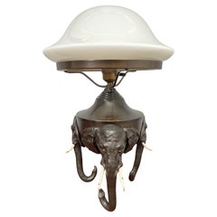 Antique Brass and Cast Iron Elephant Lamps By Voss Of Denmark