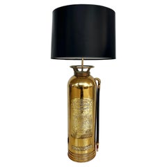 Vintage Brass and Copper Fire Extinguisher Table Lamp with Large Maker's Plaque
