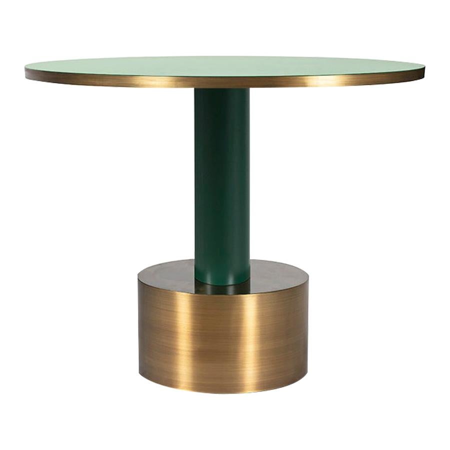 Antique Brass and Emerald Green Lacquered Wood Side Table Rio For Sale
