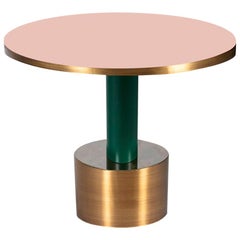 Antique Brass and Emerald Green Lacquered Wood Side Table Rio