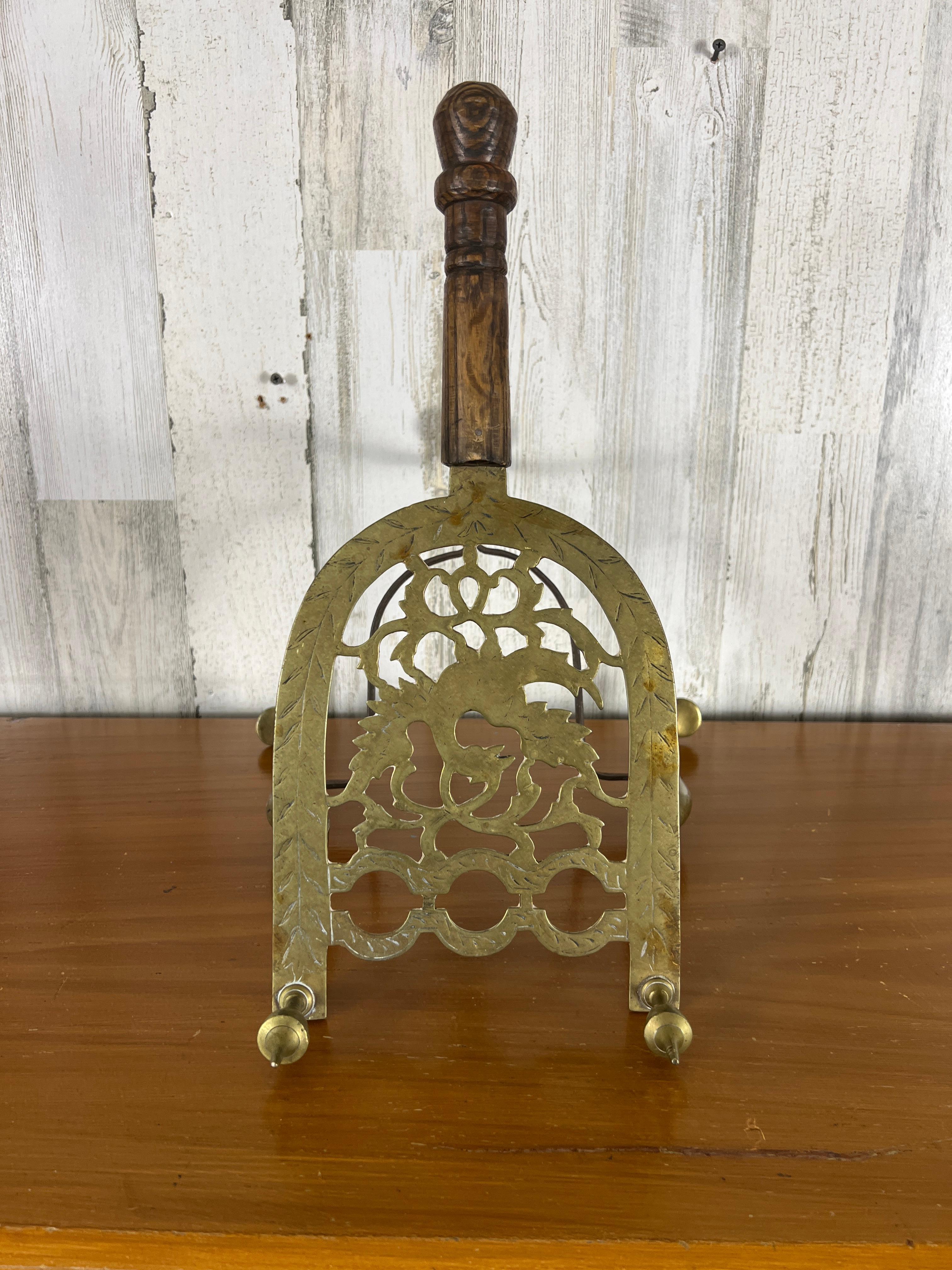 Antique Brass and Forged Iron Trivet In Good Condition For Sale In Denton, TX