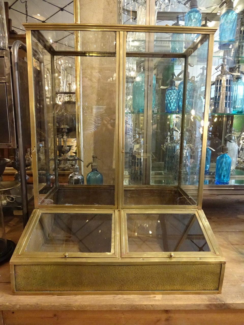 Antique Brass and Glass Coffee Display Case, France 6