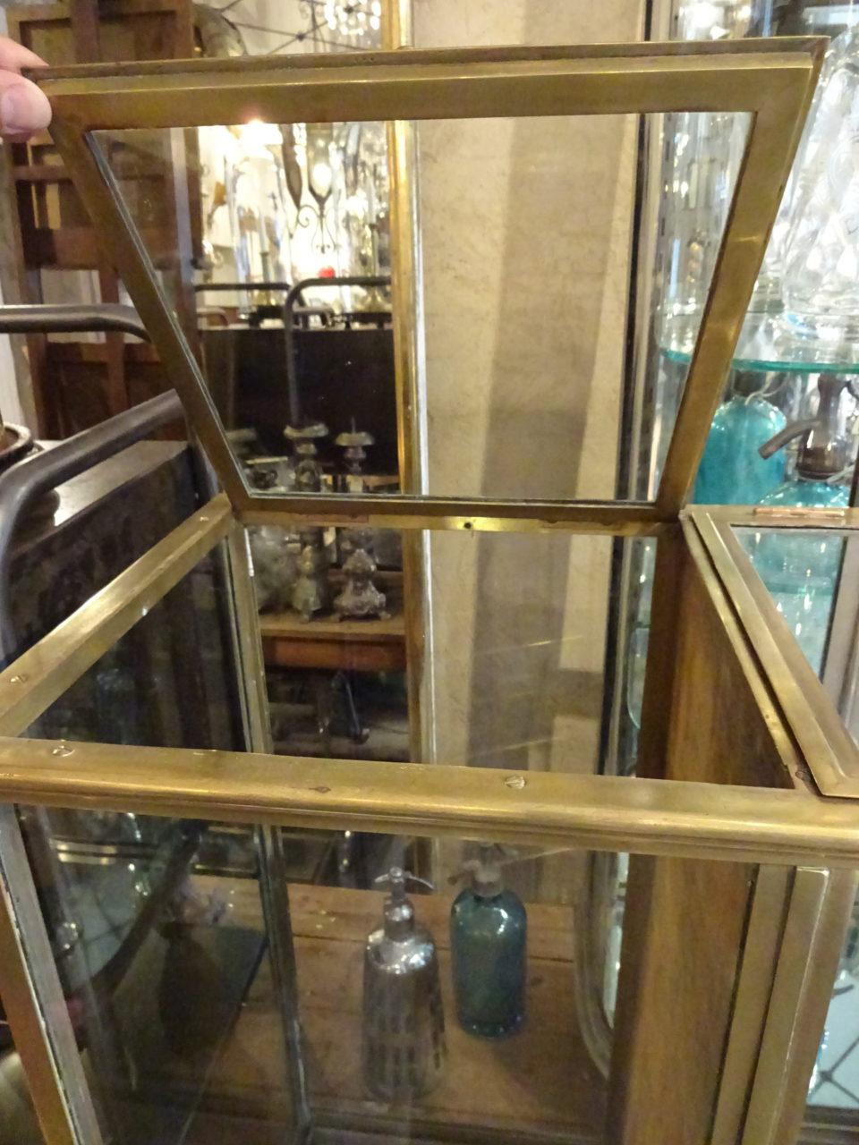 Antique Brass and Glass Coffee Display Case, France 1