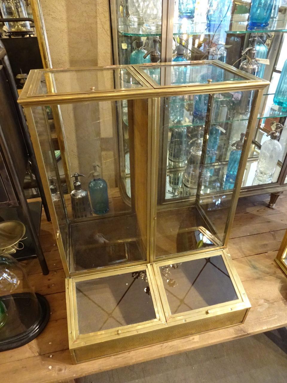 Antique Brass and Glass Coffee Display Case, France 4