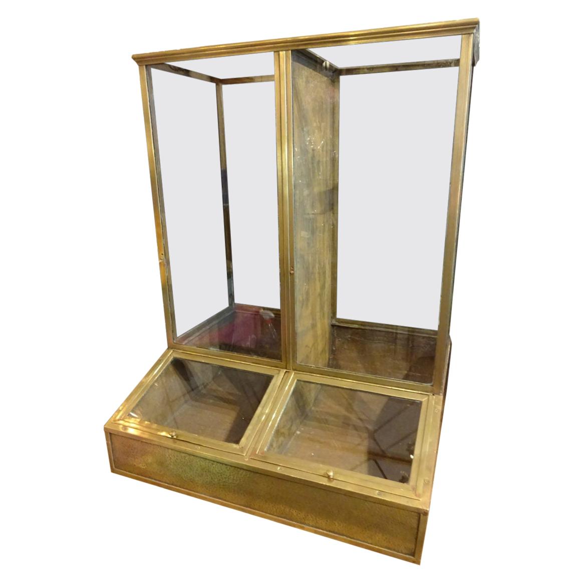 Antique Brass and Glass Coffee Display Case, France