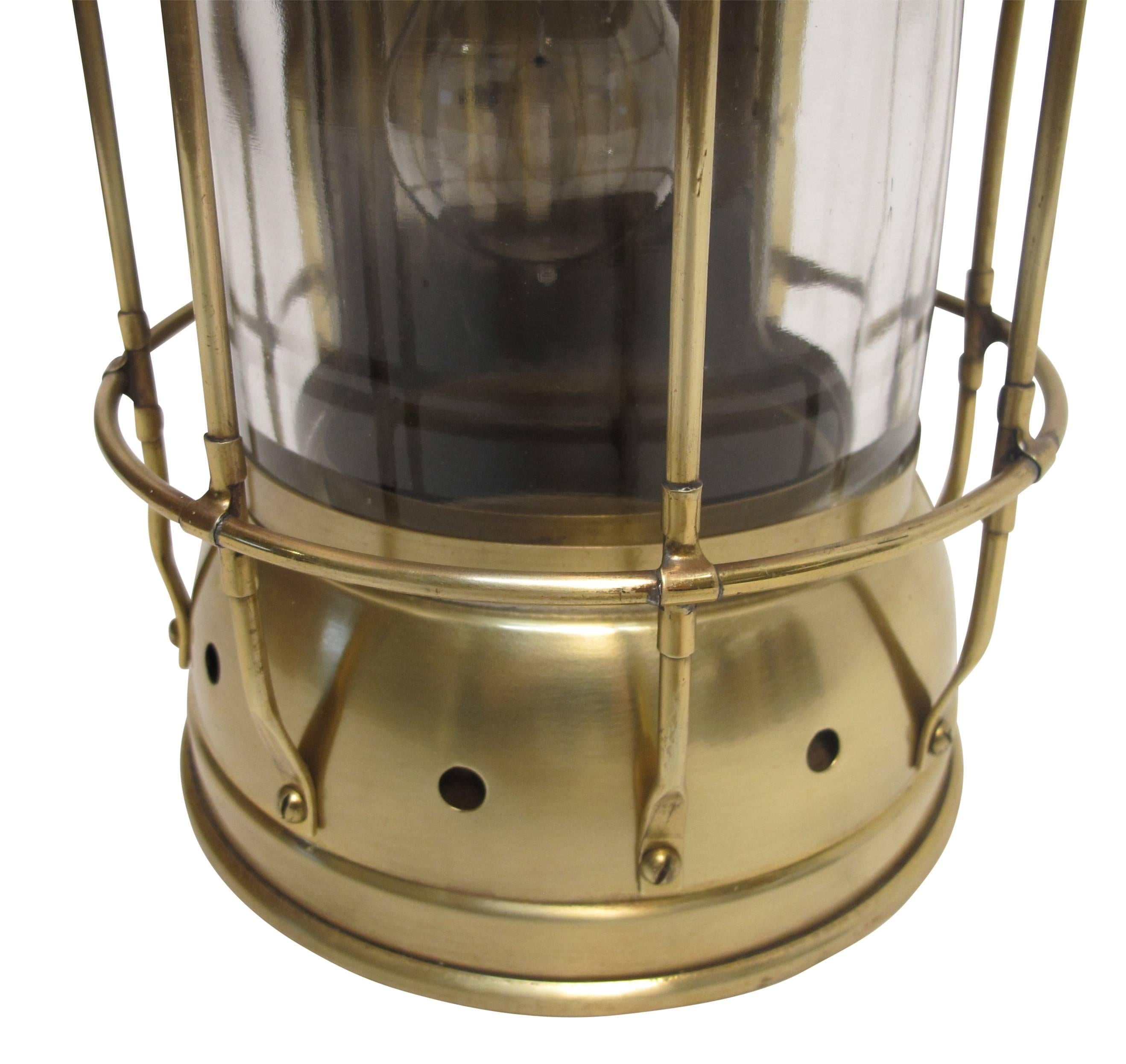 Polished Brass and Glass Ships Lantern 19th. Century For Sale