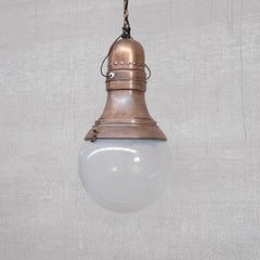 Antique Brass and Glass Large Dutch Pendant