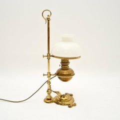 Antique Brass and Glass Table / Desk Lamp