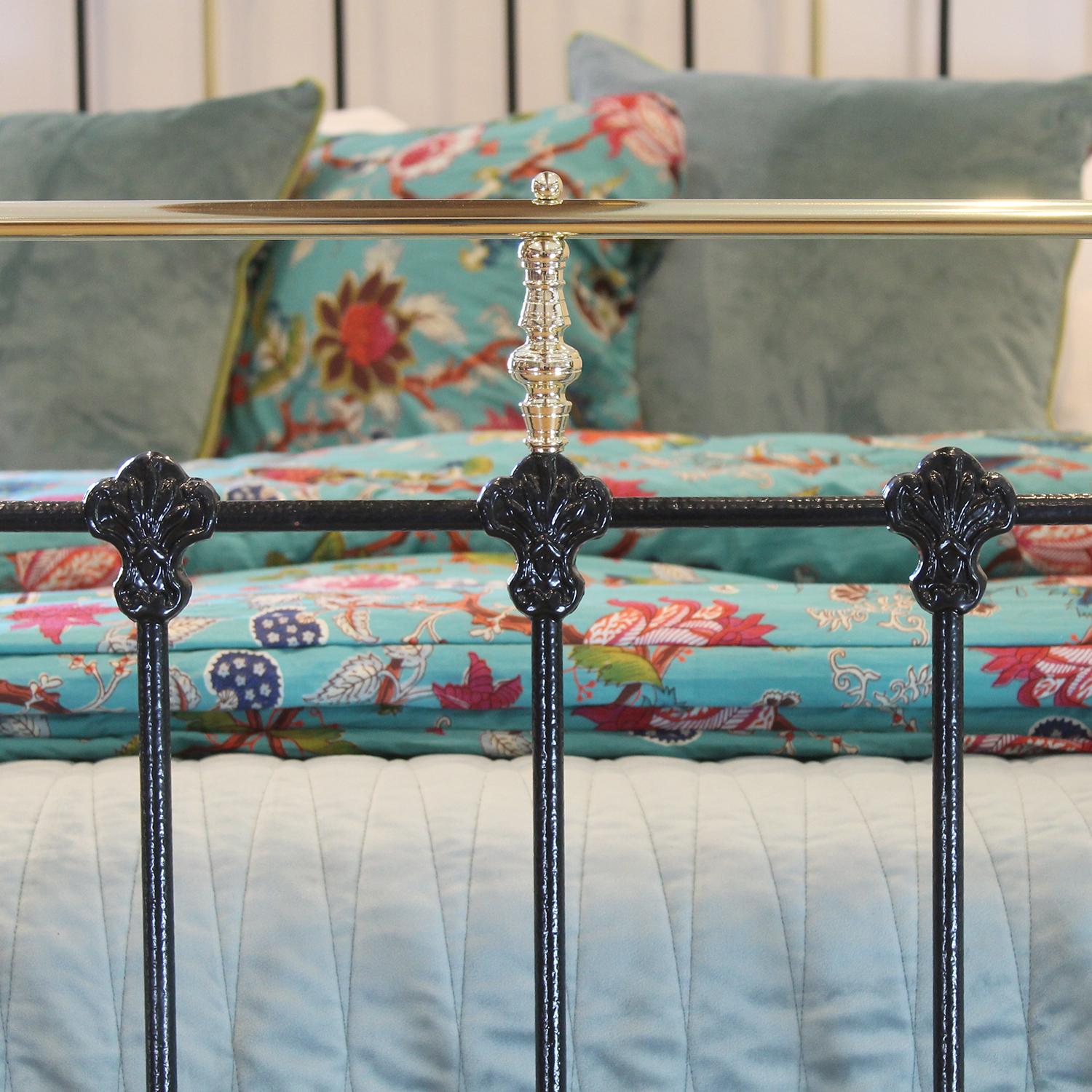 Cast Antique Brass and Iron Bed in Black, MK255