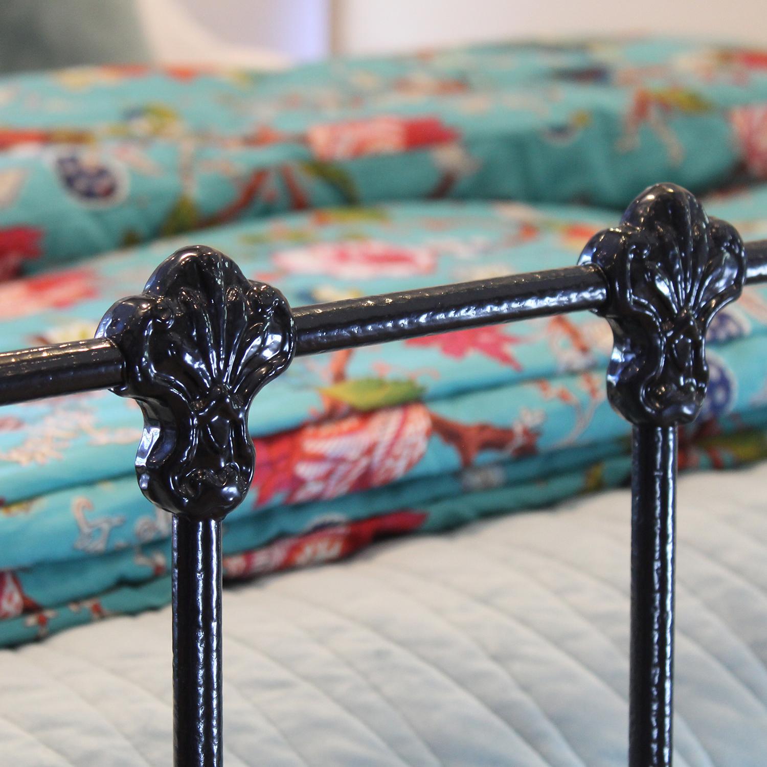 Late 19th Century Antique Brass and Iron Bed in Black, MK255