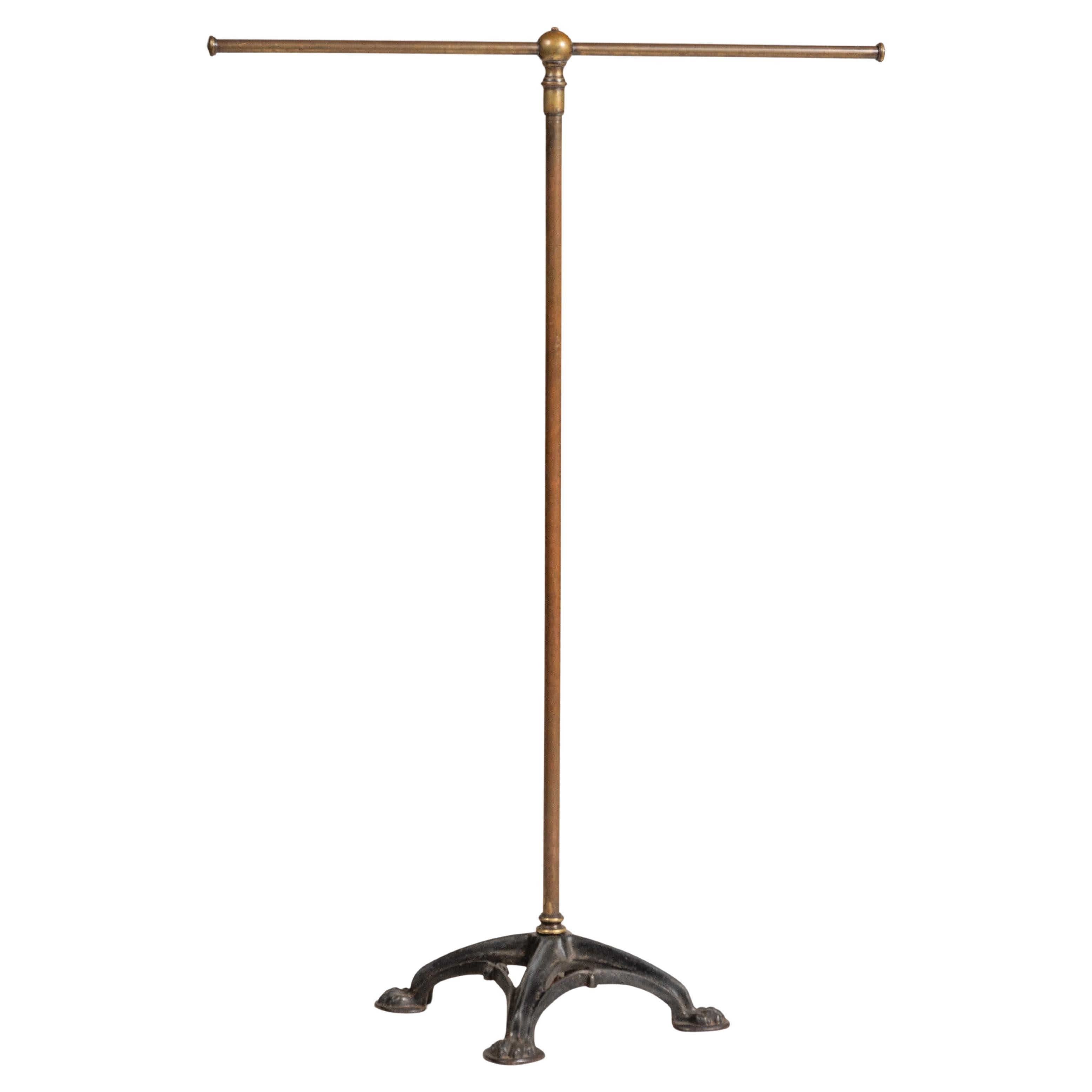 Antique Brass and Iron Coat Rack, England, 1920-30s