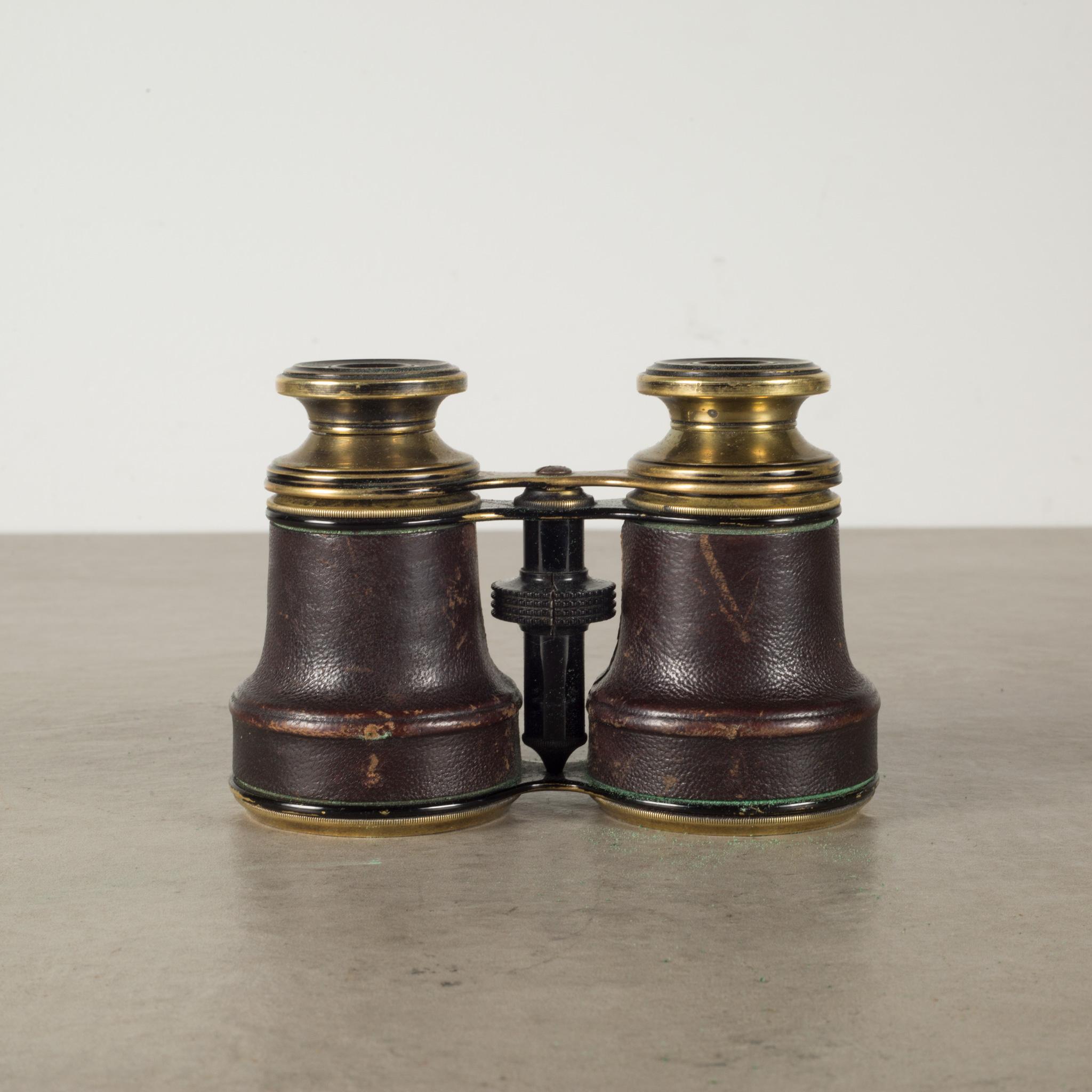 Antique Brass and Leather Binoculars c.1900-1940 1