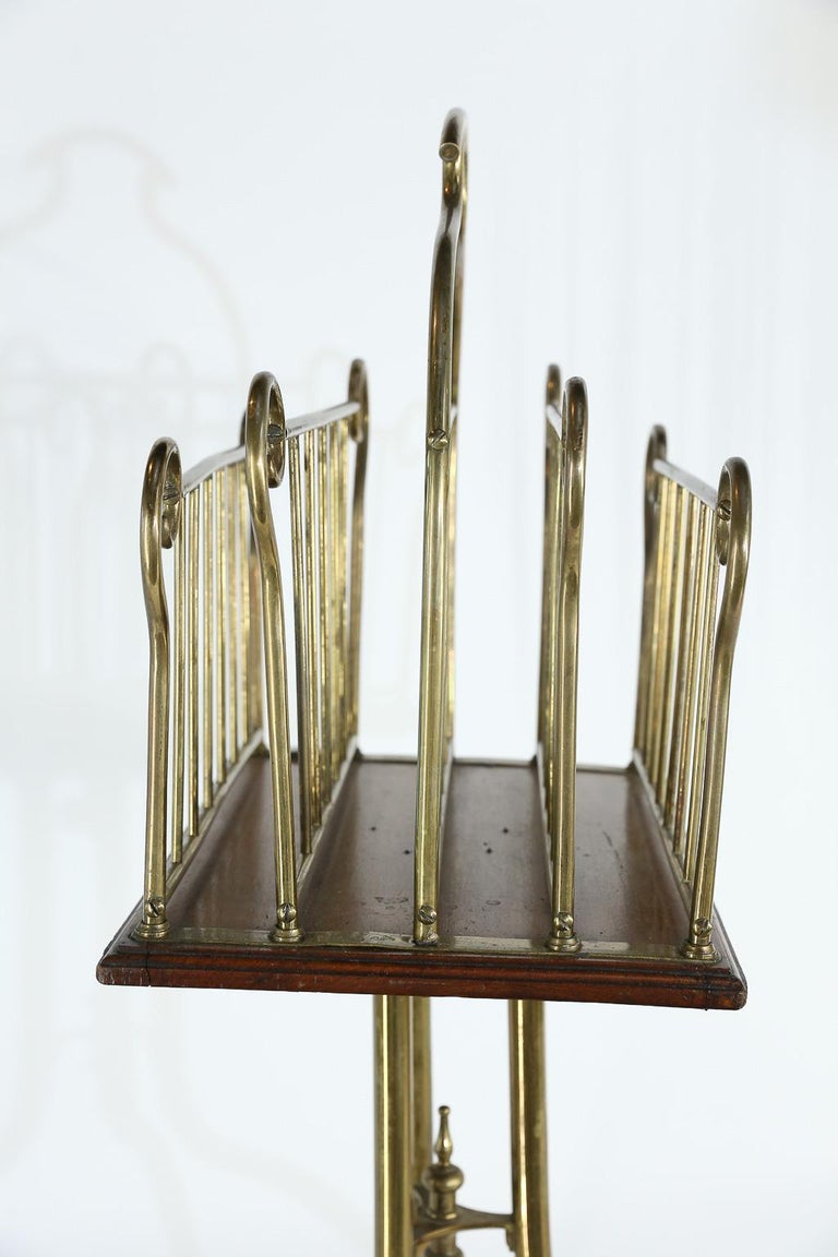 Antique Brass and Mahogany Magazine Holder For Sale at 1stDibs