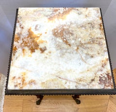 Antique Brass and Marble Top Side End Table