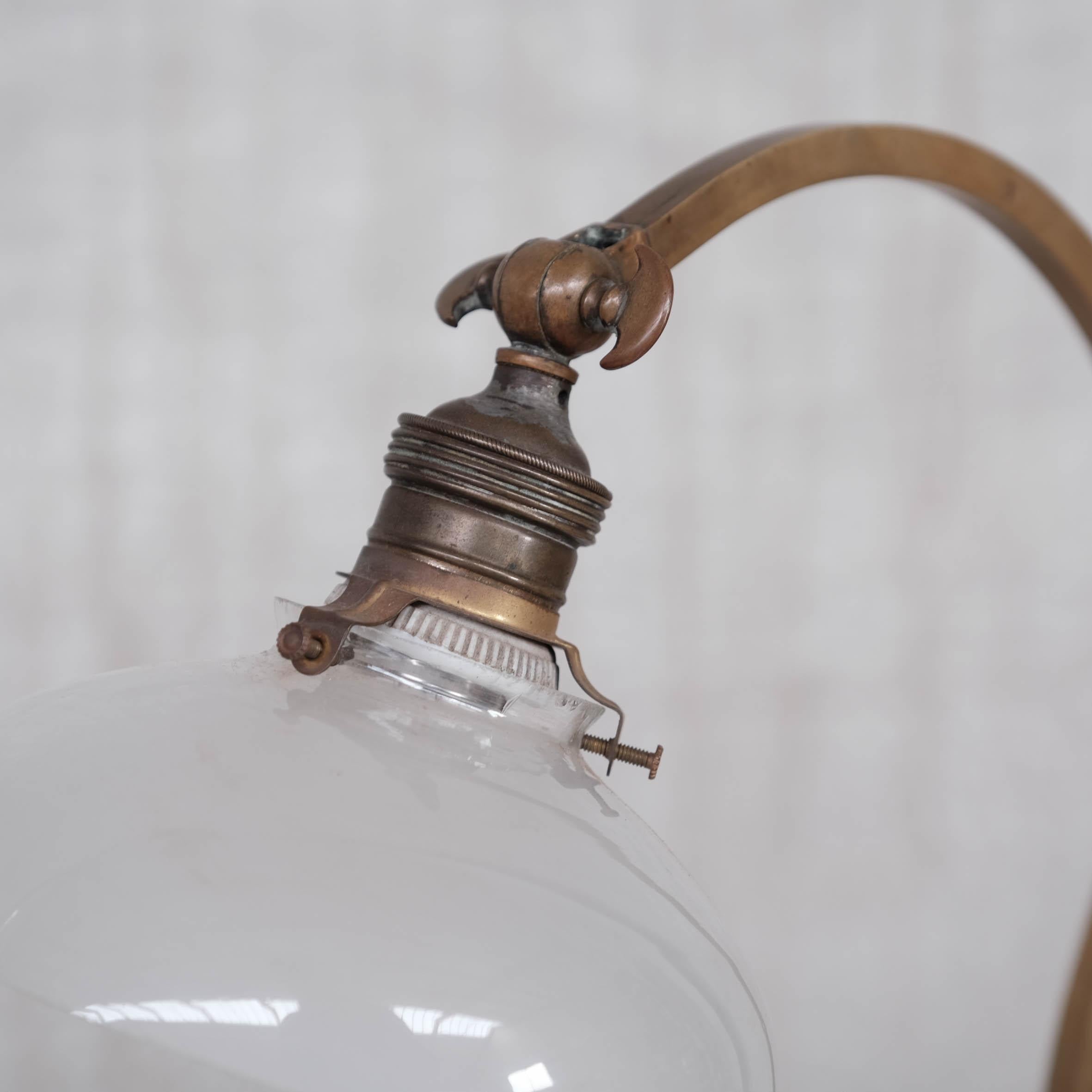 Antique Brass and Opaque Glass 'Pope' Advertising Table Lamp  In Good Condition In London, GB