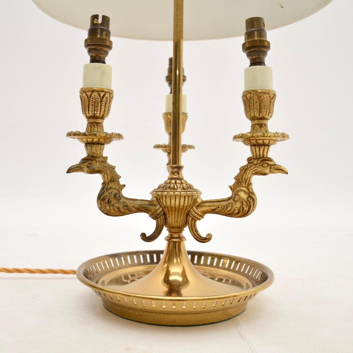 Painted Antique Brass and Tole Table Lamp
