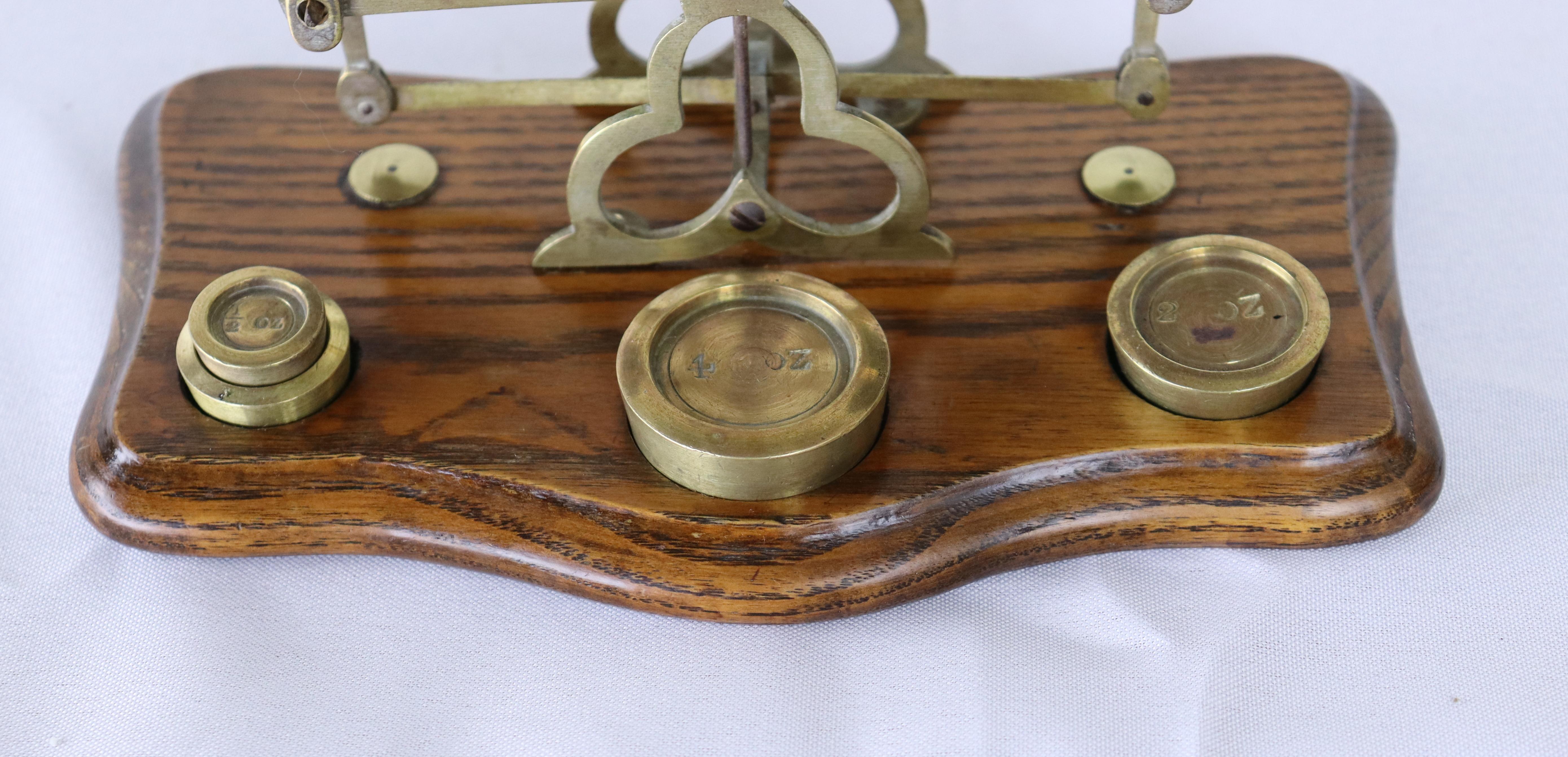 English Antique Brass and Wood Postal Scale
