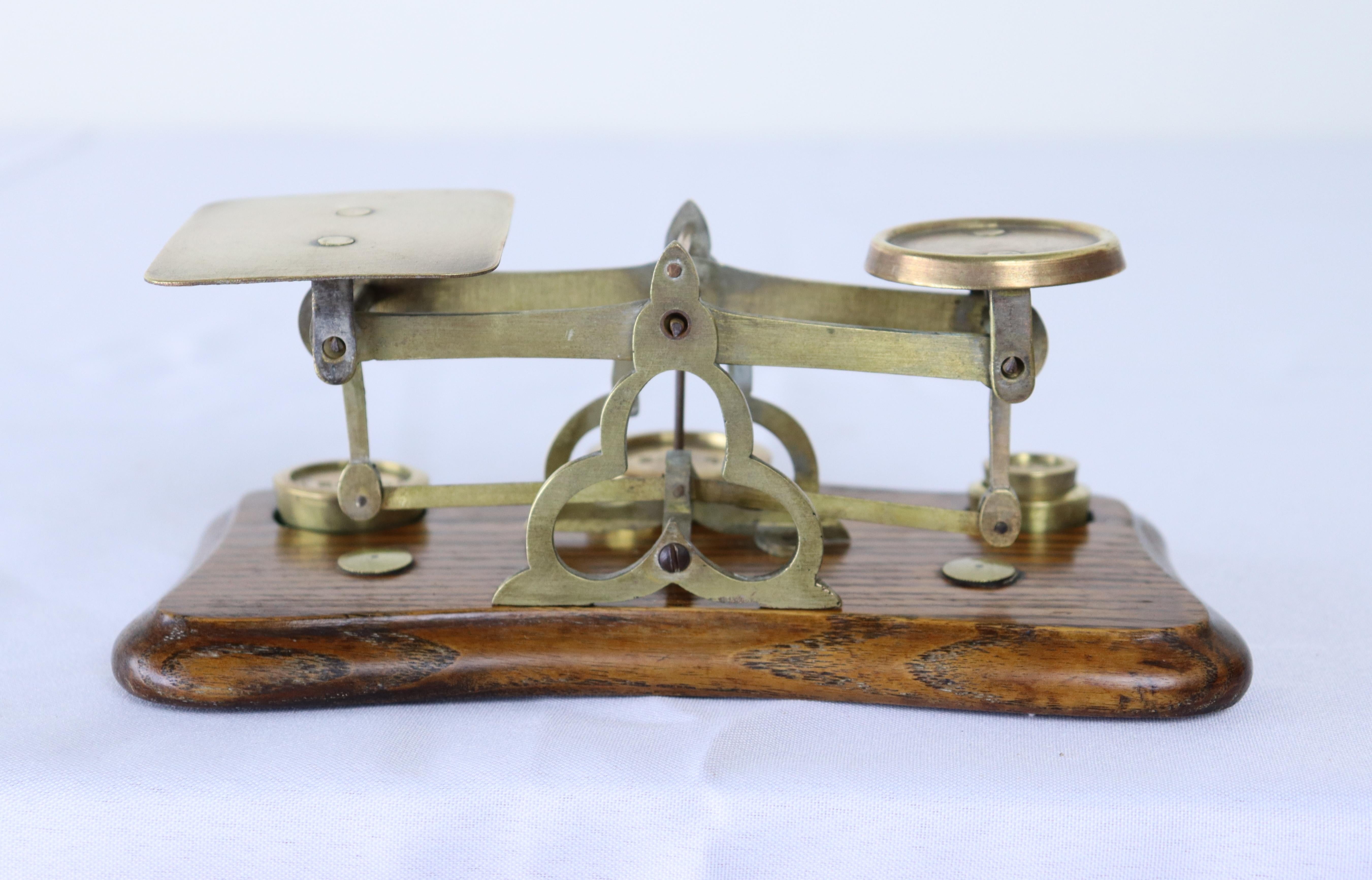 Antique Brass and Wood Postal Scale 1