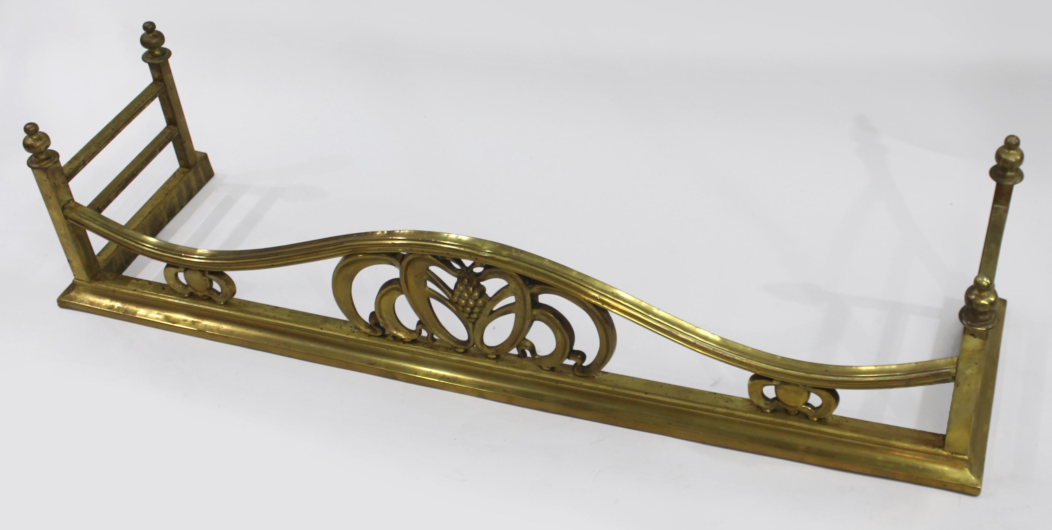 19th Century Antique Brass Art Nouveau Fire Fender, c.1900