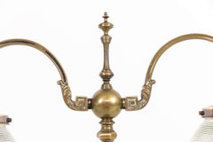Antique Brass Art Nouveau Holophane Glass Table Desk Lamp, c.1920