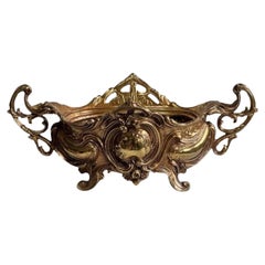 Antike Messing Jugendstil Jardiniere Rokoko Schale mit Fuß