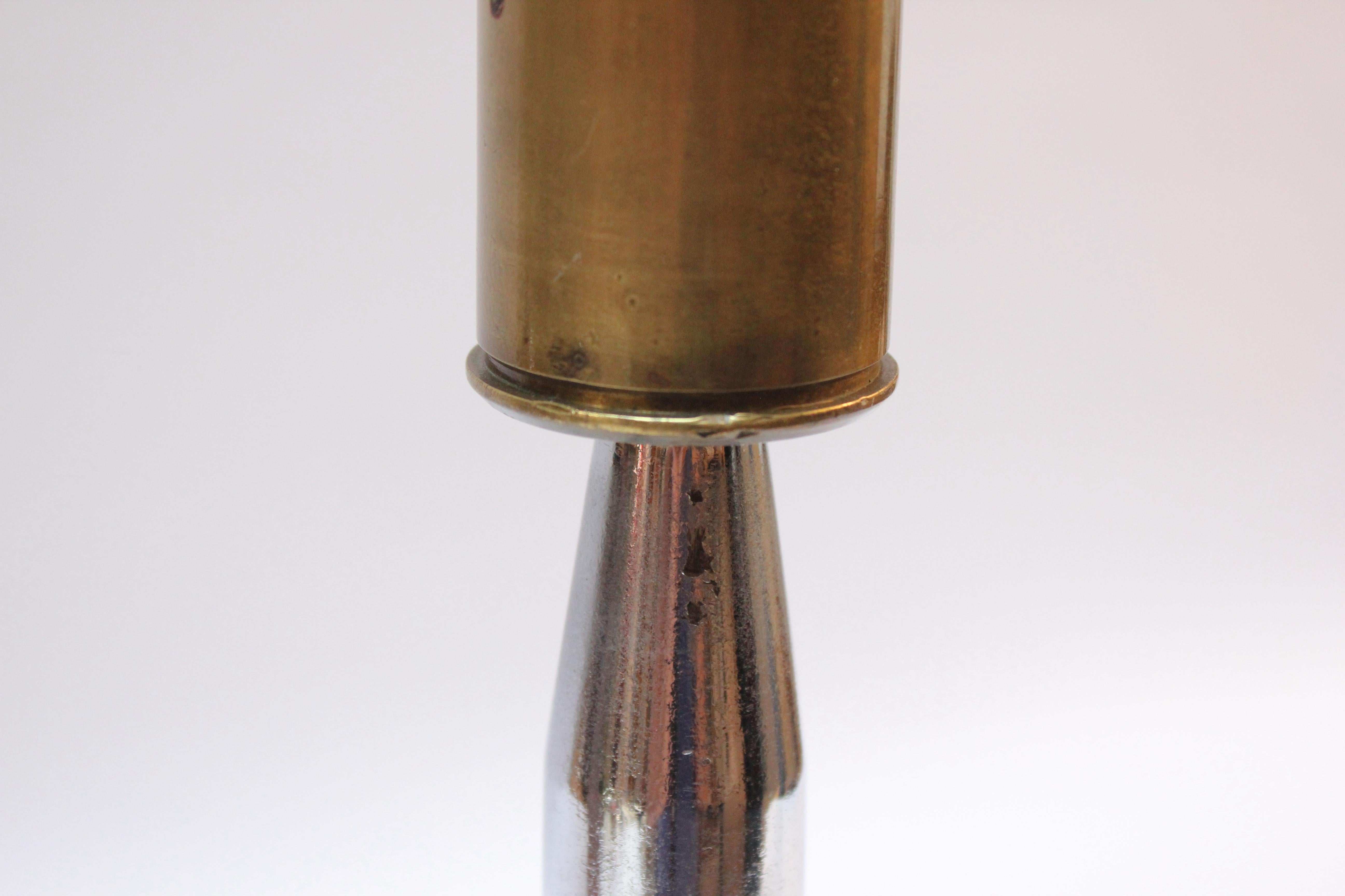 Antike Artillery-Trench-Art-Tischlampe aus Messing mit doppelter Muschel auf schwarzem Marmorsockel im Angebot 7