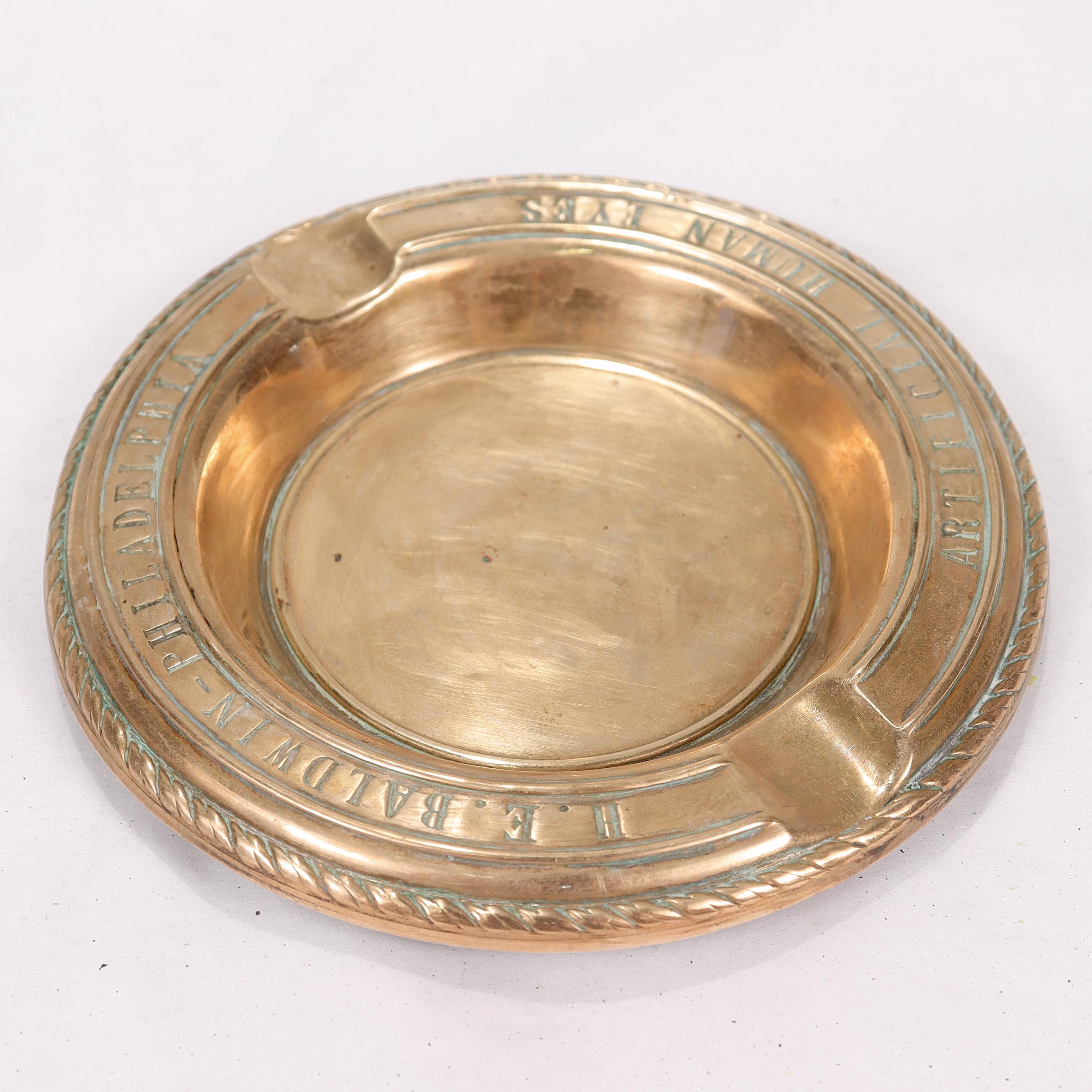 Antique Brass Ashtray Advertising a Philadelphia Dealer in Artificial Human Eyes For Sale 3