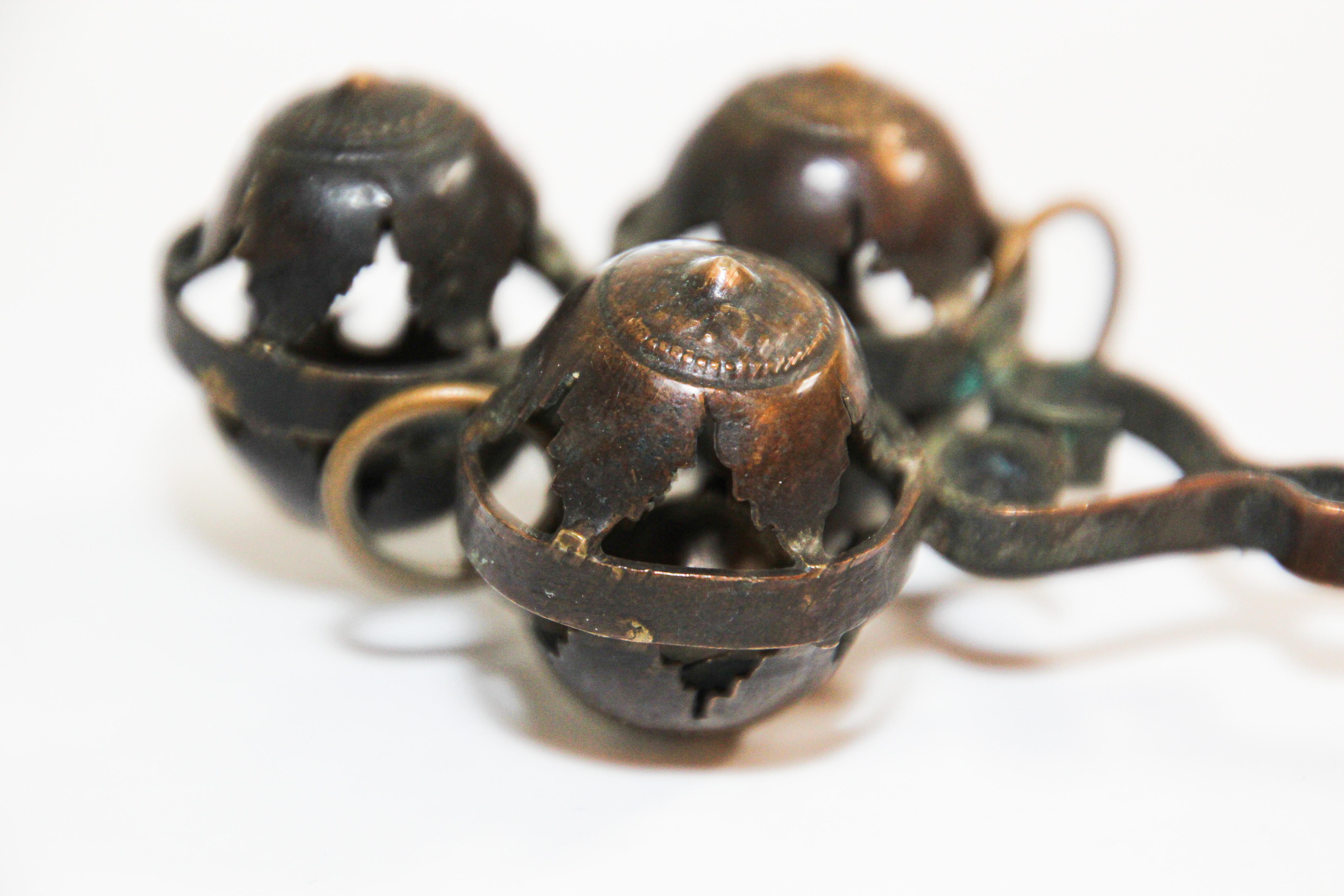 Antique Brass Baby Rattle Whistle Bell Dangles, India For Sale 1