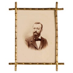 Antique Brass Bamboo Picture Frame, France, 1880s, 10 x 14 cm