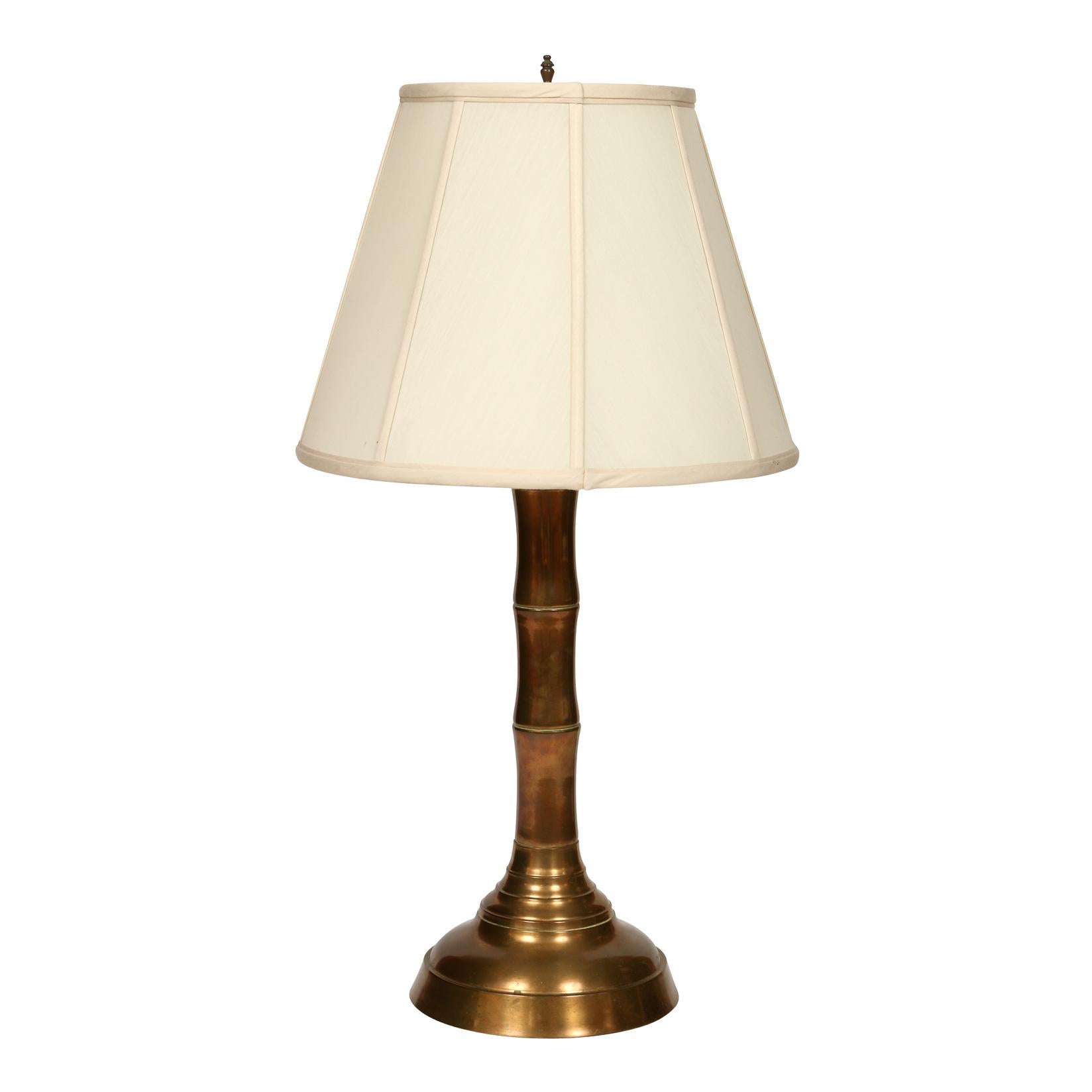 Antique Brass Bamboo Table Lamp In Good Condition In Locust Valley, NY