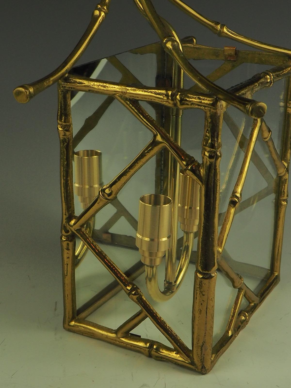 1930's French Maison Bagues Brass Faux Bamboo Wall Lantern 5