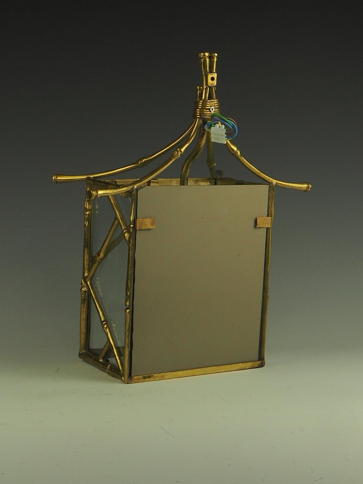 1930's French Maison Bagues Brass Faux Bamboo Wall Lantern 10