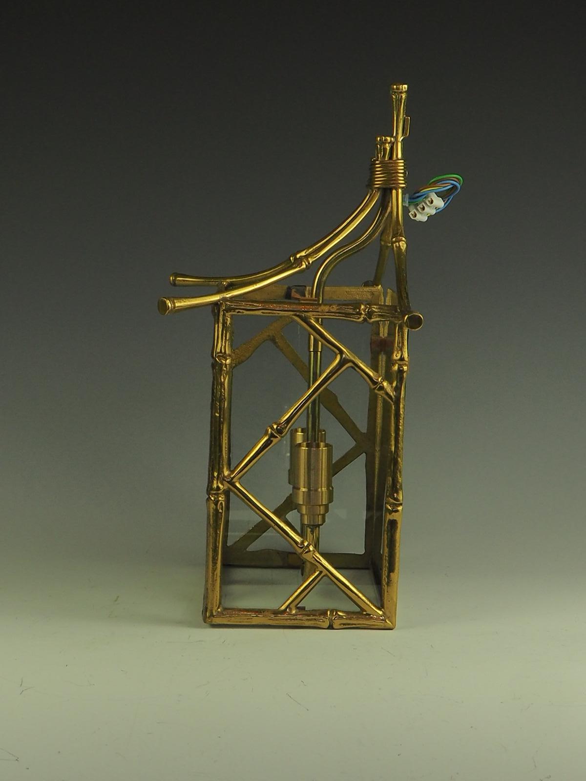 1930's French Maison Bagues Brass Faux Bamboo Wall Lantern 3