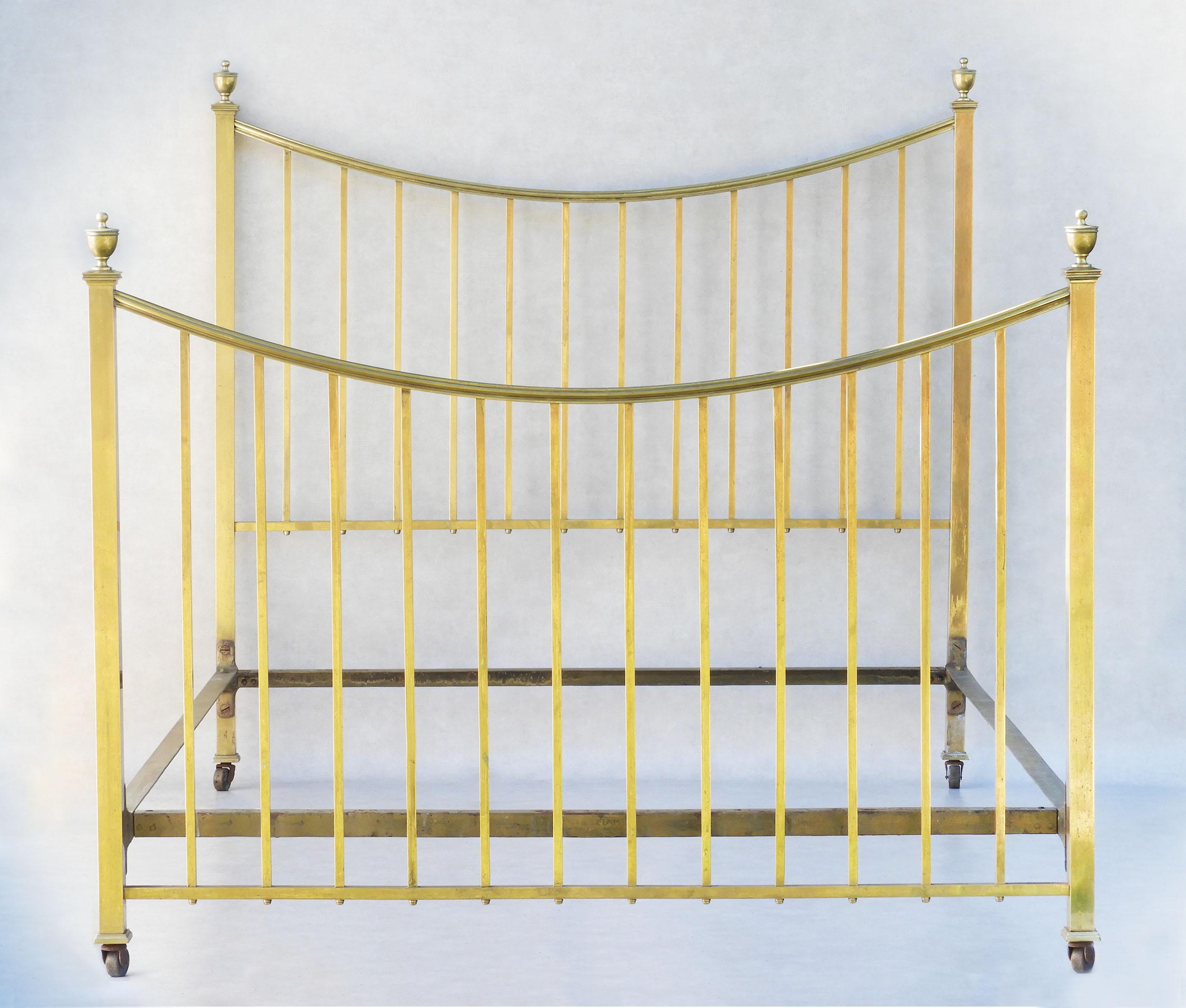 Antique brass bed By Maple & Co C1900

Antique brass bed by English furniture maker Maple & Company of Tottenham Court Road.

A good quality bed with original makers label. In very good condition, sturdy and strong with nice patina, clean but