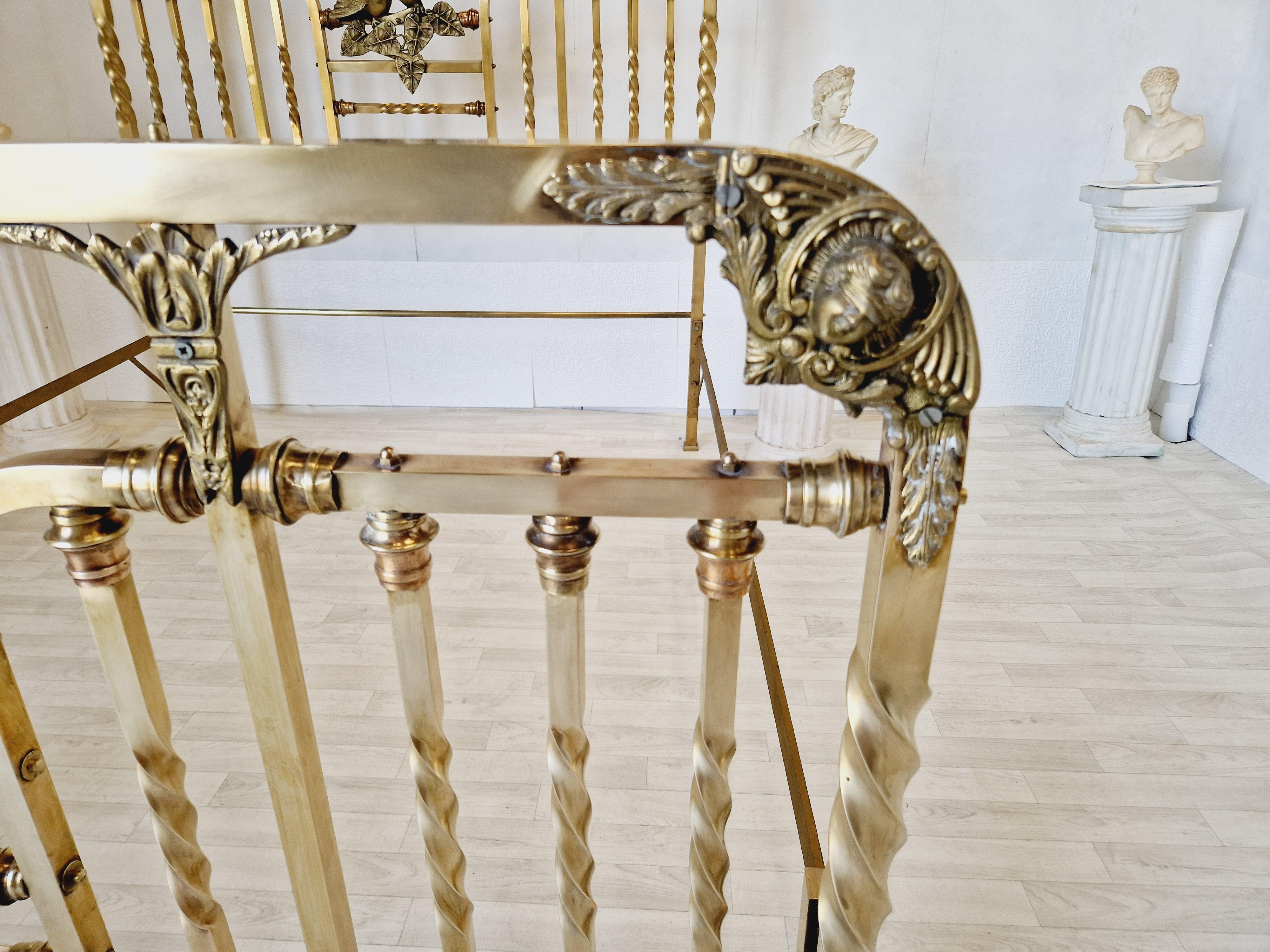 Antique Brass Bed Italian Art Nouveau Period Bronze Eros For Sale 11