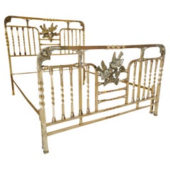 Antigua Cama de Latón Italiana Periodo Art Nouveau