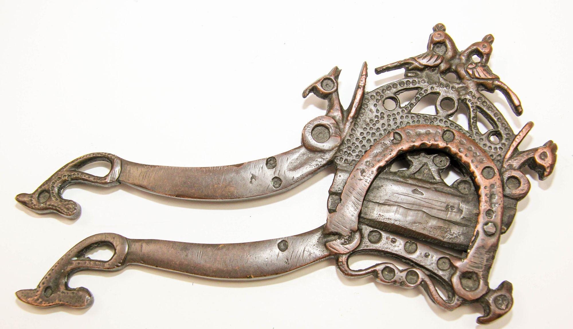 Indian Antique Brass Betel Nut Cutter from India Collectible Asian Artifact For Sale