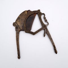 Antique Brass Betel Nut Cutter with chiseled decoration - India 19th