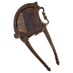 Antique Brass Betel Nut Cutter with chiseled decoration - India 19th