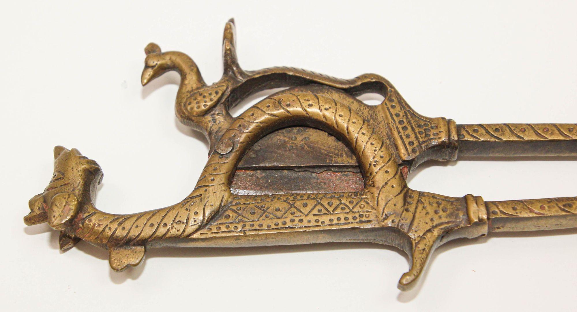 Antique Brass Betel Nut Cutters with Dragon Motif from India Areca nut Cutter For Sale 6