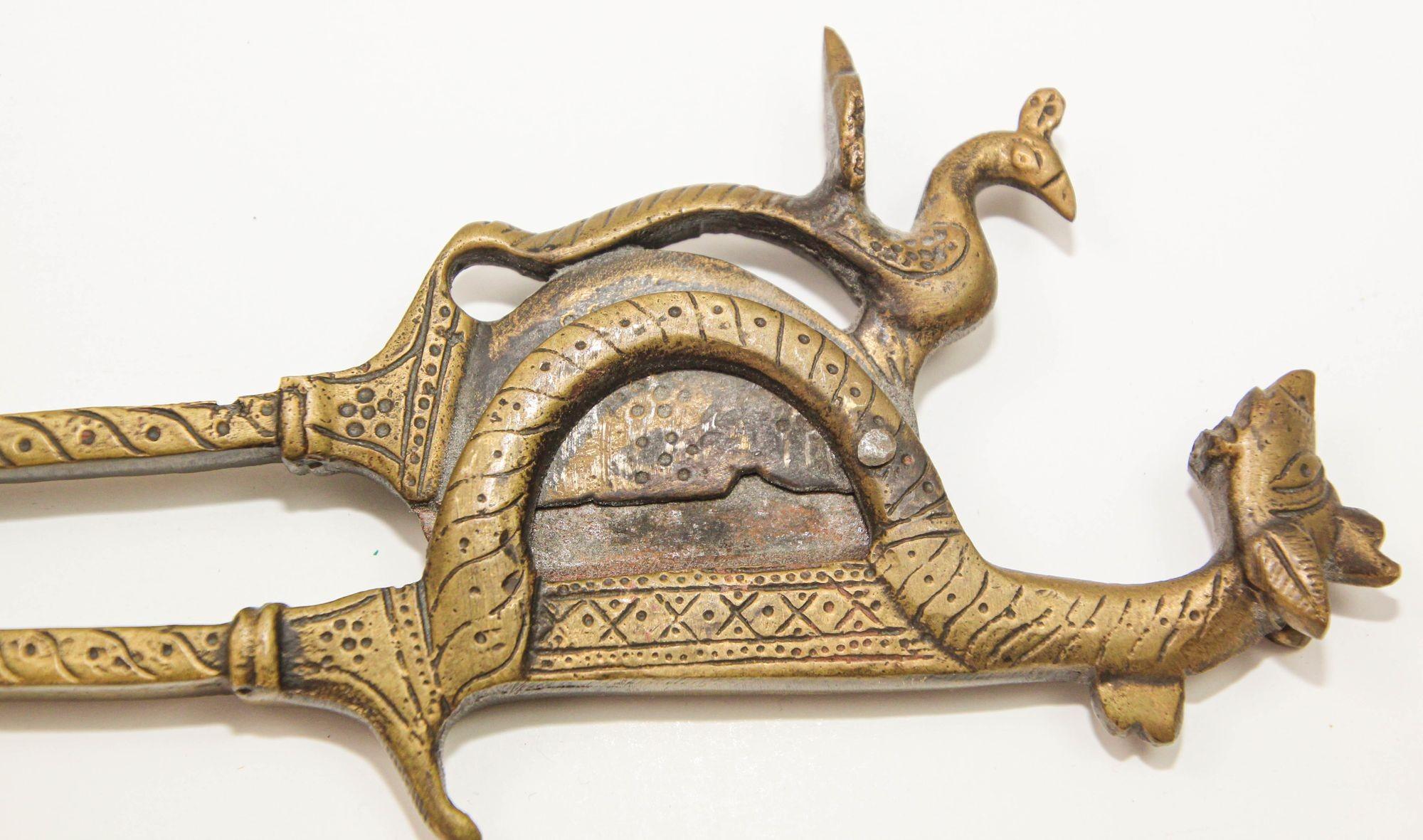 Antique Brass Betel Nut Cutters with Dragon Motif from India Areca nut Cutter For Sale 13