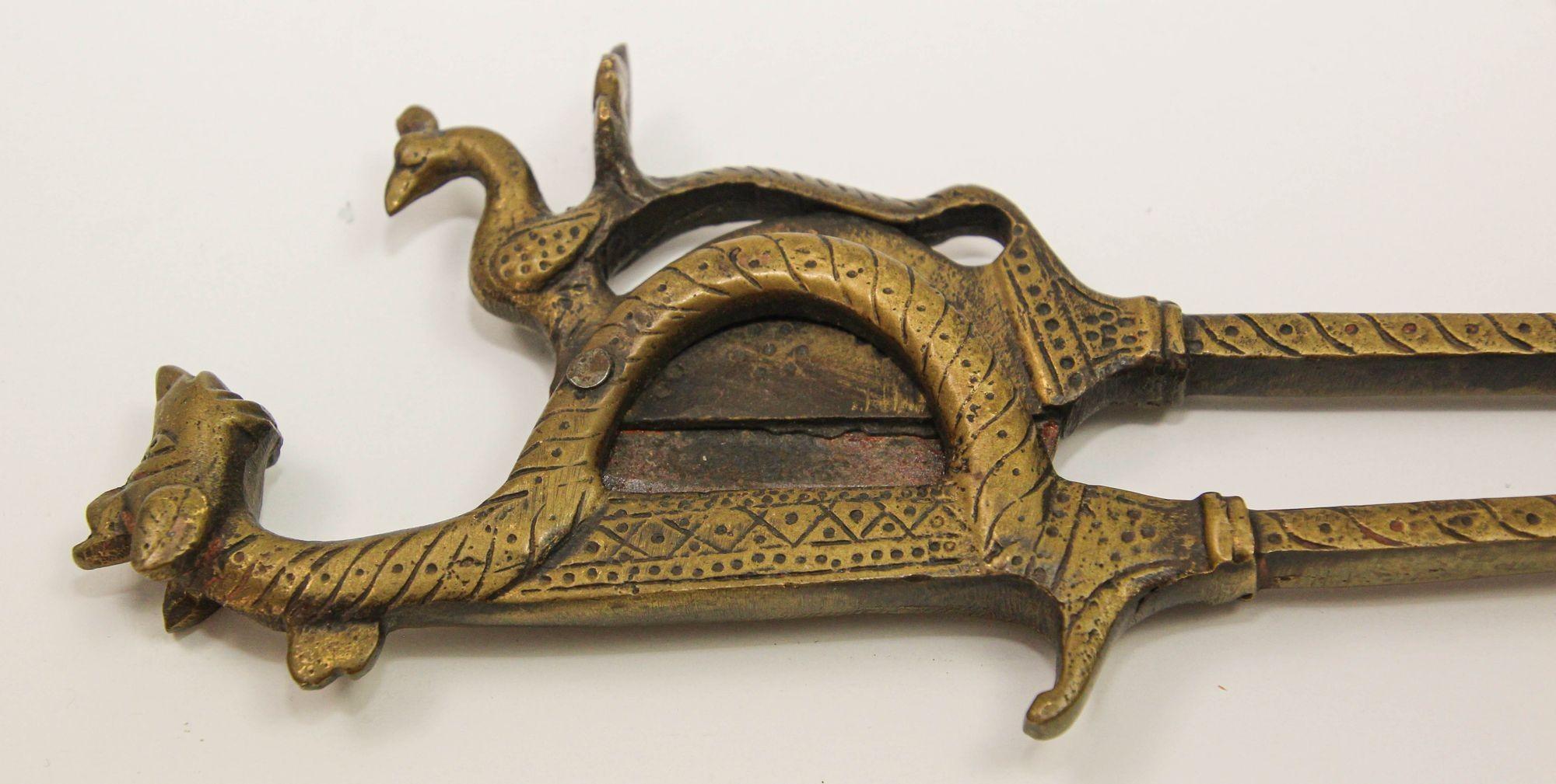 Antique Brass Betel Nut Cutters with Dragon Motif from India Areca nut Cutter For Sale 5